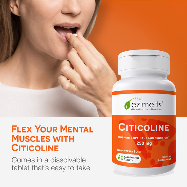 EZ Melts Dissolvable Citicoline Supplement 250 mg Sugar-Free 2-Month Supply