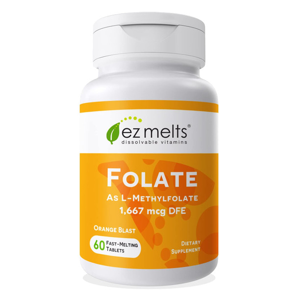 EZ Melts Dissolvable Folate 1667 mcg L-Methylfolate Sugar-Free 2-Month Supply