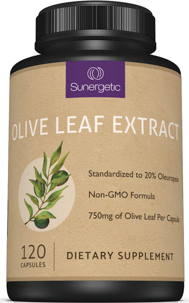 Sunergetic Premium Olive Leaf Extract Capsules – Standardized to 20% Oleuropein – Super Strength Olive Leaf Exact Supplement Supports Immune System & Cardiovascular Health – 750mg Per Capsule – 120 Capsules Sunergetic Premium Olive Leaf Extract Capsules – Standardized to 20% Oleuropein – Super Strength Olive Leaf Exact Supplement Supports Immune System & Cardiovascular Health – 750mg Per Capsule – 120 Capsules
