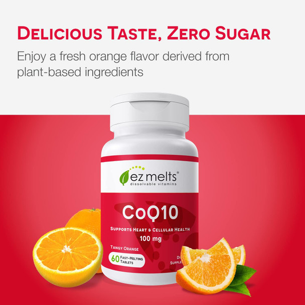 EZ Melts Dissolvable CoQ10 Supplement 100 mg Sugar-Free 2-Month Supply