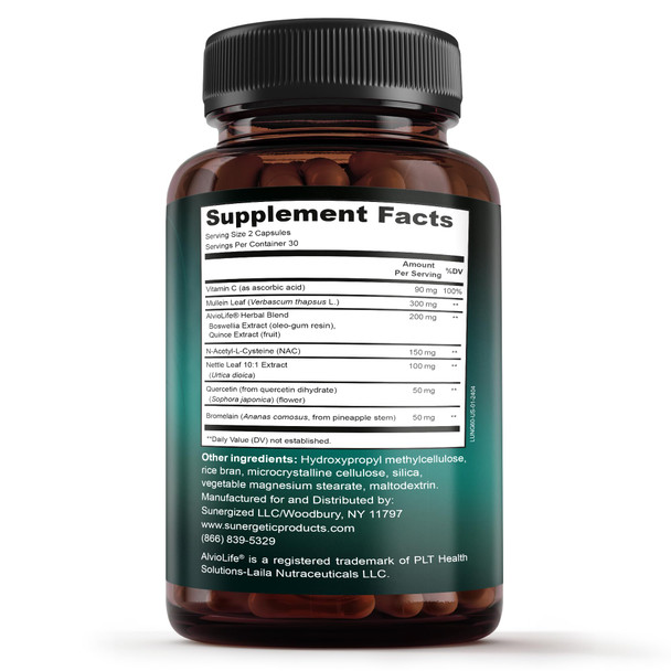 Sunergetic Premium Lung Support Supplement - Lung Cleanse & Detox Supplement With Mullein Leaf NAC Bromelain & Boswellia-Lung Health Formula for Respiratory Breathing & Bronchial Health-60 Capsules Sunergetic Premium Lung Support Supplement - Lung Cleanse & Detox Supplement With Mullein Leaf NAC Bromelain & Boswellia-Lung Health Formula for Respiratory Breathing & Bronchial Health-60 Capsules