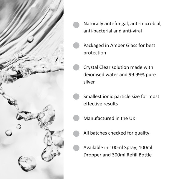 Benatural Essentials Colloidal Silver 300ml Bottle | Premium Quality 20PPM Silver | High PH | Manufactured in The UK | New Packaging