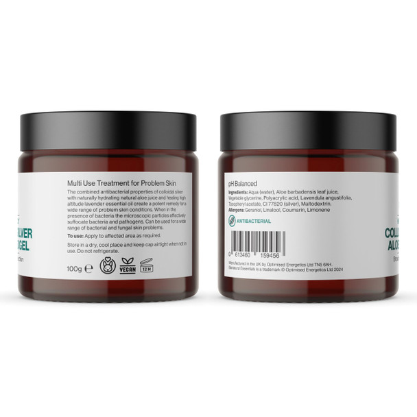 Benatural Essentials Premium Colloidal Silver Aloe Hydrogel 100g | Soothing Gel For Minor Burns Scratches and Rashes | Antibacterial & Antifungal | PH Balanced | Manufactured in the UK