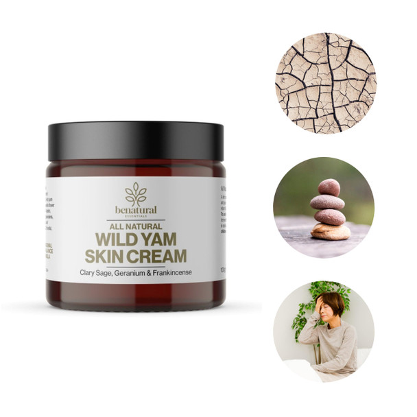 Benatural Essentials Wild Yam Skin Cream 100g Hydrating and Nourishing Moisturiser for Mature Skin Gentle Botanical Skincare for Women  Ideal for Use During Menopause | Made in the UK