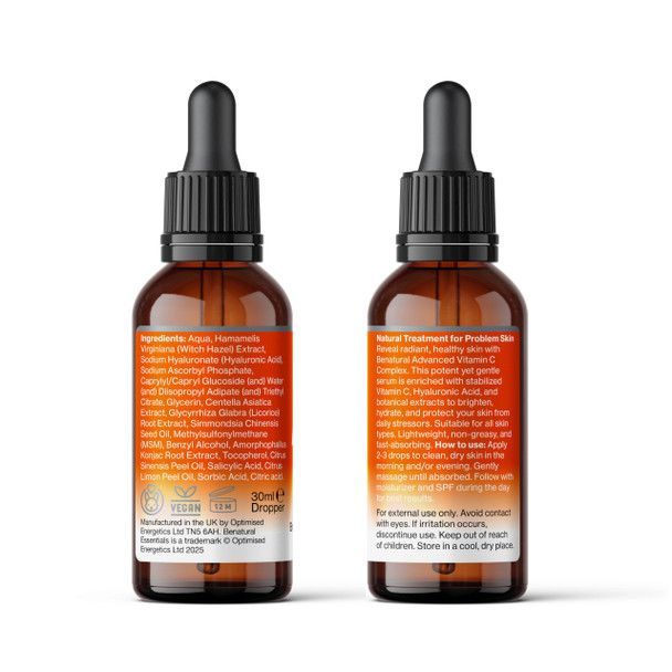 Benatural Essentials Advanced Vitamin C Serum 30ml | Brightening | Made in The UK | pH Balanced