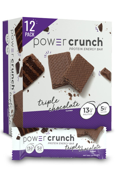 Power Crunch Protein Wafer Bars High Protein Snacks with Delicious Taste Triple Chocolate 1.4 Ounce (12 Count)