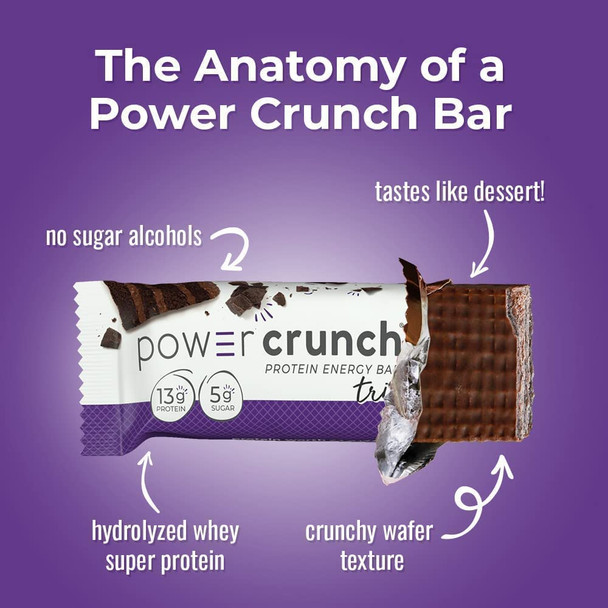 Power Crunch Protein Wafer Bars High Protein Snacks with Delicious Taste Triple Chocolate 1.4 Ounce (12 Count)