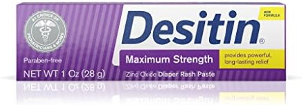 Desitin Maximum Strength Baby Diaper Rash Cream With 40% Zinc Oxide Travel Size 1 Oz