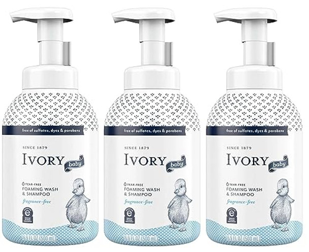 Ivory Baby Foam Unisex Baby Wash & Shampoo Fragrance- For Baby'S Sensitive Skin 16.9 Oz (Pack Of 3)