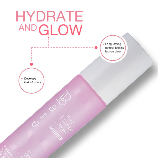 Bare by Vogue Face Medium Tanning Serum - Achieve a Natural and Sun-Kissed Glow - Radiant Glow Hydrating Formula - Even and Streak-Free Application - Suitable for All Skin Types - 30ML