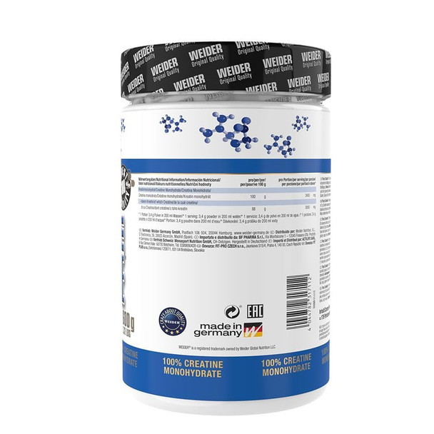 Weider Pure Ideal Quality Creatine Monohydrate Powder, Non Flavoured, Buidling and Repair Muscle, 600 g