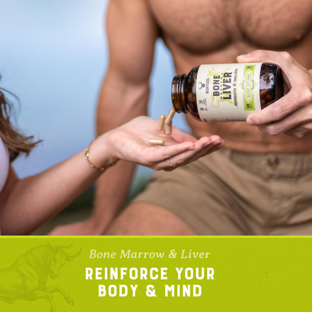 HEART & SOIL - Grass-Fed Bone Marrow and Beef Liver Supplement – 3000mg Desiccated Organ Blend for Mood Bone Joint Tissue Skin Health - Non-GMO Allergen-Free – 180 Capsules