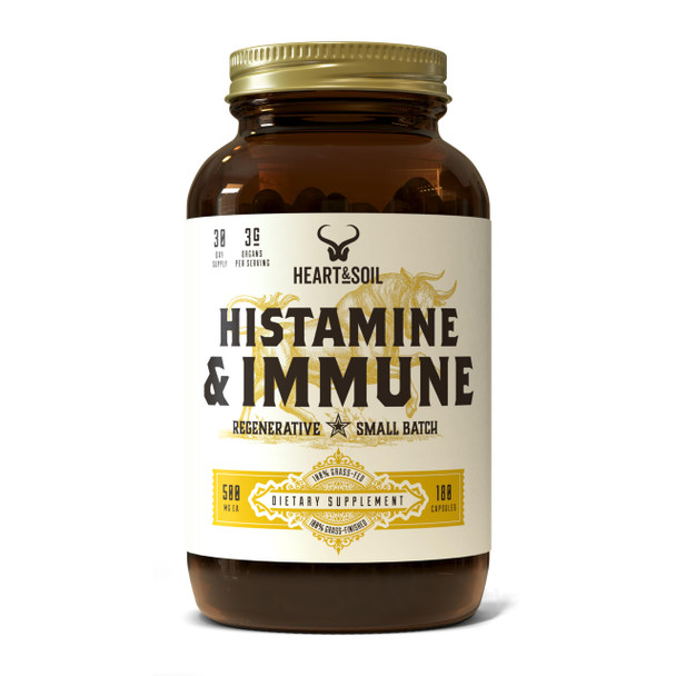 HEART & SOIL Histamine and Immune Support – 3000mg DAO Enzyme Supplements with Bovine Thymus Selenium & Vitamin A – Non-GMO Allergen-Free – 180 Capsules