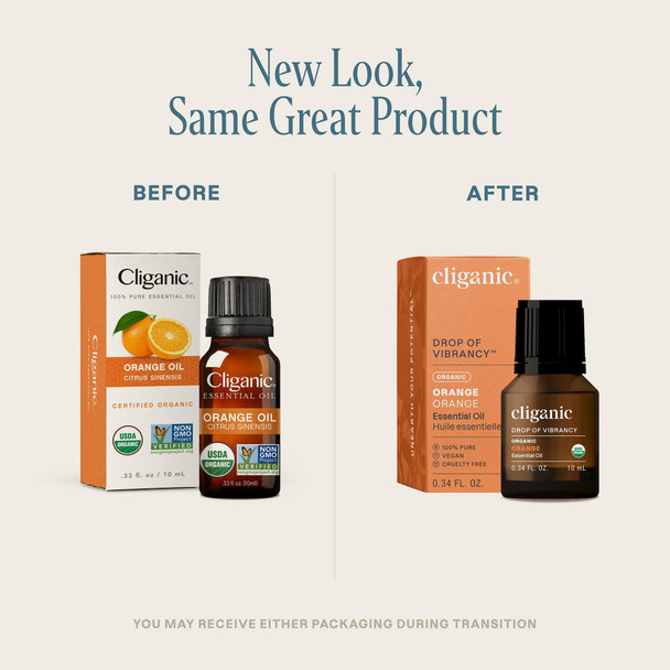 Cliganic Organic Sweet Orange Essential Oil  10ml 100% Pure Natural for Aromatherapy Diffuser  Non-GMO Verified Packaging May Vary