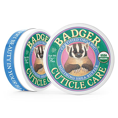 Badger Organic Cuticle Care Balm - Natural Nail Care Cream With Shea Butter Vitamin-Rich Seabuckthorn Extract Helps Strengthen Soothe & Restore Dry & Splitting Cuticles – Light Citrus Scent - .75Oz