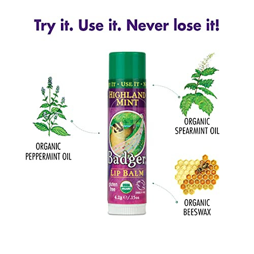 Badger Highland Mint Classic Lip Balm - 0.15Oz Stick