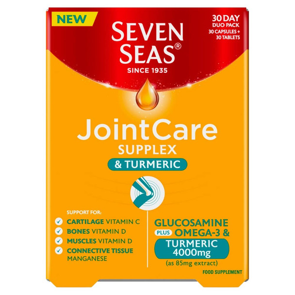 Seven Seas Joint Care Supplex and Turmeric with Glucosamine, Omega-3 Vitamin and D Manganese, Supplements for Joints, 60 Tablets, 30 Days Supply