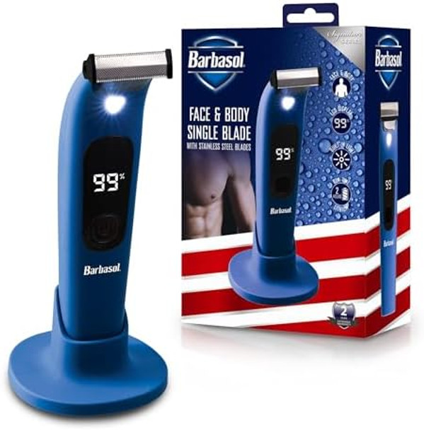 Barbasol Hybrid Face & Body Single Blade Shaver - Rechargeable Wet/Dry Led Screen Built-In Light