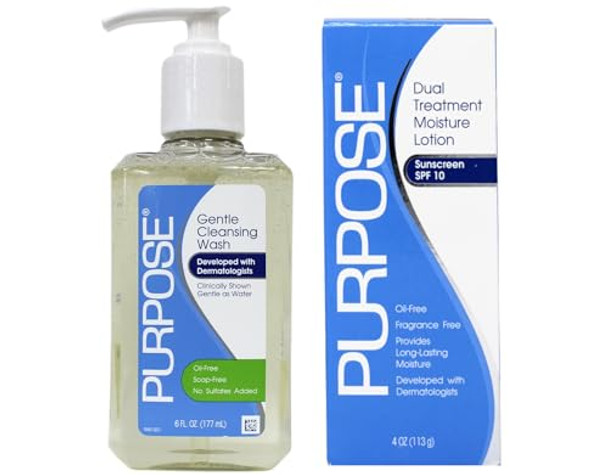 Bausch + Lomb Purpose Skincare Kit: Gentle Cleansing Wash 6 Fl Oz & Dual Treatment Moisture Lotion With Spf 10 4 Oz - Dermatologist Developed Oil- 1 Each Bausch + Lomb Purpose Skincare Kit: Gentle Cleansing Wash 6 Fl Oz & Dual Treatment Moisture Lotion With Spf 10 4 Oz - Dermatologist Developed Oil- 1 Each
