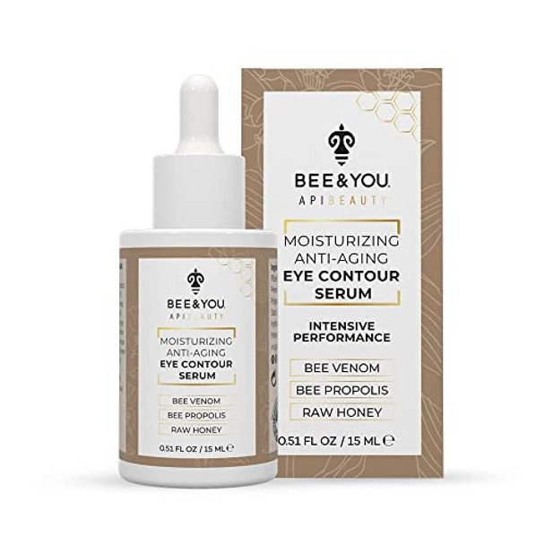 Bee And You Eye Serum Anti Aging Anti Wrinkle Serum 100% Natural With Bee Venom Propolis Extract Raw Honey Hyaluronic Acid For Dark Circles Under Eye Treatment And Puffiness Skin Care 15Ml