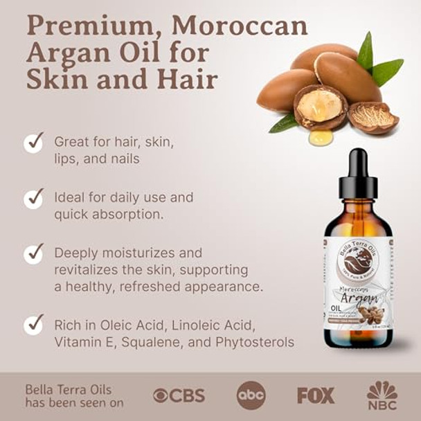 Bella Terra Oils - Argan Oil 8 Oz - Pure Moroccan Elixir Enhances Shine In Hair Deeply Nourishes Skin Bella Terra Oils - Argan Oil 8 Oz - Pure Moroccan Elixir Enhances Shine In Hair Deeply Nourishes Skin