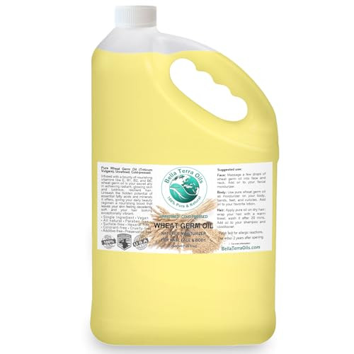 Bella Terra Oils - Organic Wheat Germ Oil 8 Oz - Premier Vitamin E Oil For Face Unveiling Beauty With Vitamin C Natural Source Of Vitamin E For Skin Care