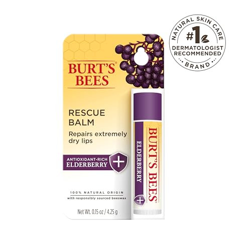 Burt'S Bees Rescue Balm Elderberry Lip Balm With Antioxidant-Rich Elderberry Tint- Natural Origin Lip Care 1 Tube 0.15 Oz.
