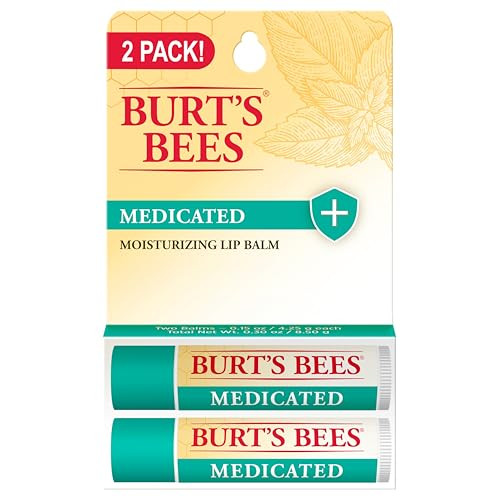 Burt'S Bees Medicated Lip Balm With Eucalyptus Oil And Menthol Tint- Natural Origin Lip Care 2 Tubes 0.15 Oz.