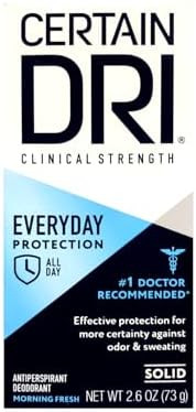 Certain Dri Everyday Strength Clinical Solid Antiperspirant/Deodorant Morning Fresh Fragrance 2.6 Oz Each (Pack Of 12)