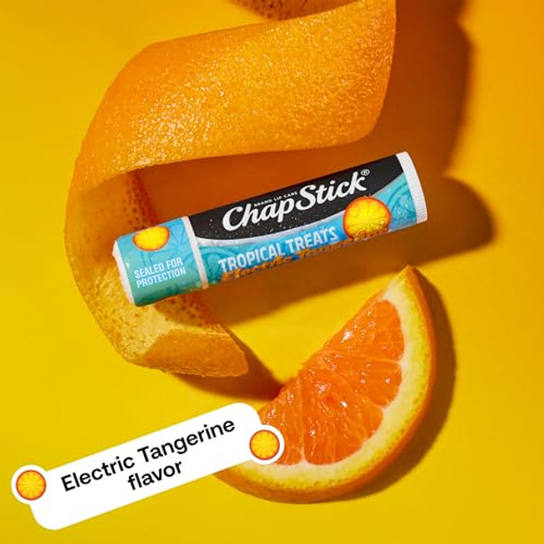 Chapstick Lip Care Set Tropical Treats Collection 2-Pack (6 Sticks Total) – Electric Tangerine Fizzy Grape & Zingy Watermelon Lip Balm 0.15 Oz Ea