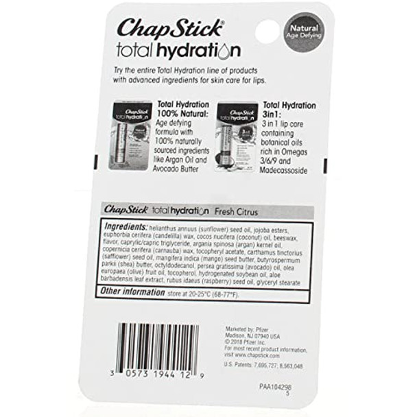 Chapstick Total Hydration Fresh Citrus 0.12 Ounce (Pack Of 2)