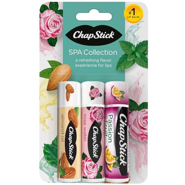 Chapstick Lip Balm Spa Collection – Mint Rose Water And Almond Oil Balms Moisturizers For Dry Lips 0.15 Oz Ea