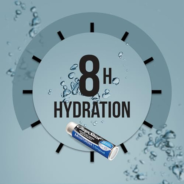 Chapstick Moisturizer 2-In-1 Lipcare Spf 15 Original 12-Pack – 8-Hour Sunscreen Lip Balm With Aloe Vera And Vitamin E 0.15 Oz Ea