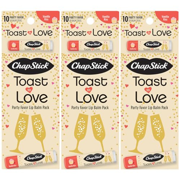 Chapstick Party Favors Toast To Love Lip Balm Packs (30 Sticks) Sweet Vanilla Kiss Small s For Bridal Shower & Engagement Parties 0.15 Oz Ea
