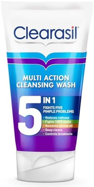 Clearasil 5-In-1 Face Wash 150 Ml Salicylic Acid Cleanser For Acne Blackheads Anti-Redness Spot Treatment Reduces Pimples Clears Skin Effective Skincare Solution Clearasil 5-In-1 Face Wash 150 Ml Salicylic Acid Cleanser For Acne Blackheads Anti-Redness Spot Treatment Reduces Pimples Clears Skin Effective Skincare Solution