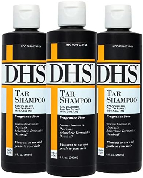Dhs Person & Covey Inc Coal Tar Shampoo - Anti Dandruff Shampoo For Men & Women Psoriasis Shampoo & Dandruff Hair Care For Itchy Scalp Unscented Seborrheic Dermatitis Shampoo - 8 Fl Oz Pack Of 3