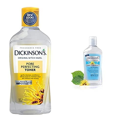 Dickinson'S Witch Hazel Toner & Astringent Bundle (2-16 Fl Oz Bottles): Original Witch Hazel Pore Perfecting Toner Enhanced Witch Hazel Deep Cleansing Astringent Menthol And Eucalyptus