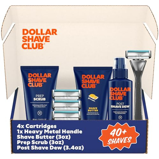 Dollar Shave Club Ultimate Set 4 Swift Rinse Refill Cartridges 1 Handle 1 Prep Scrub 3 Oz 1 Shave Cream 6 Oz 1 Post Shave Dew 3.4 Oz