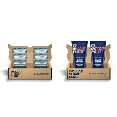 Dollar Shave Club 4 Blade Razor 8 Count Refill Cartridges And Shave Butter 2 Pack Sensitive Skin