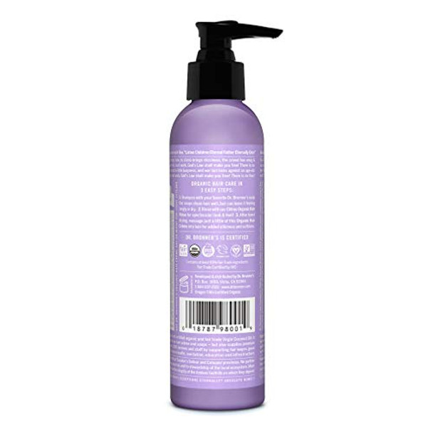 Dr. Bronner'S - Organic Hair Crème (Lavender Coconut 6 Ounce) - Leave-In Conditioner And Styling Cream Made With Organic Oils Hair Cream Supports Shine And Strength Nourishes Scalp Non-Gmo