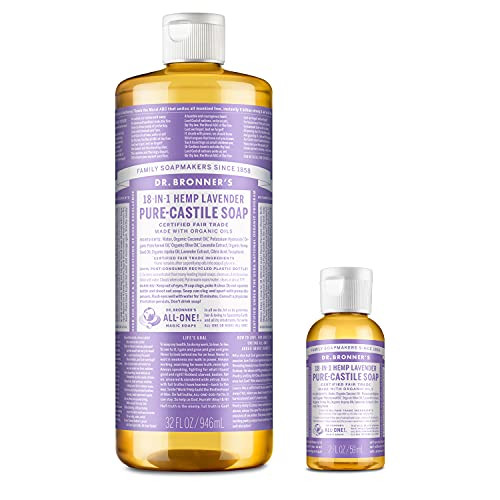 Dr. Bronner'S Pure-Castile Liquid Soap – Tea Tree Bundle. 32 Oz. Bottle And 2 Oz. Travel Bottle