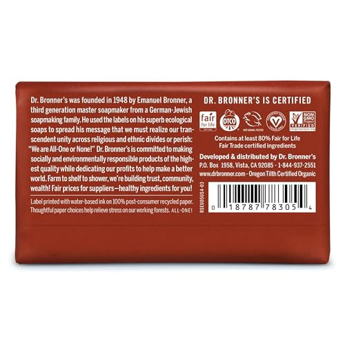 Dr. Bronner'S - Pure-Castile Bar Soap (Eucalyptus 5 Ounce) - Made With Organic Oils For Face Body And Hair Gentle And Moisturizing Biodegradable Vegan Cruelty- Non-Gmo