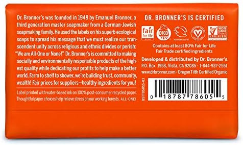 Dr. Bronner'S - Pure-Castile Bar Soap (Tea Tree 5 Ounce) - Made With Organic Oils For Face Body Hair And Dandruff Gentle On Acne-Prone Skin Biodegradable Vegan Non-Gmo
