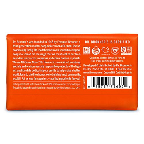 Dr. Bronner'S - Pure-Castile Bar Soap (Tea Tree 5 Ounce 6-Pack) - Made With Organic Oils For Face Body Hair & Dandruff Gentle On Acne-Prone Skin Biodegradable Vegan Non-Gmo