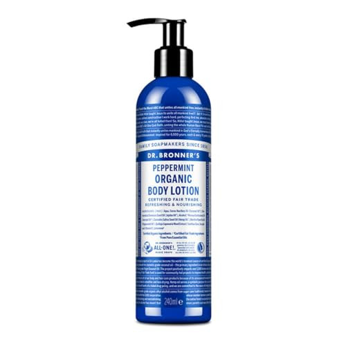 Dr. Bronner'S Organic Peppermint Hand And Body Lotion Made With Organic Oils Used For Face And Body Fair Trade & Vegan Friendly 236Ml Recycled Bottle