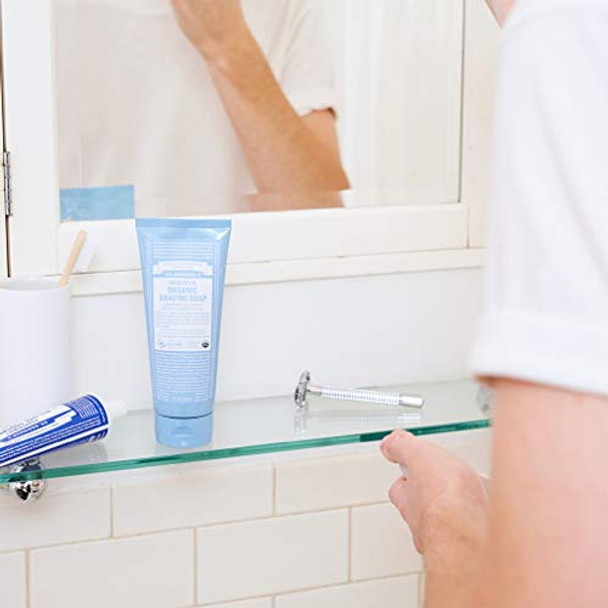 Dr. Bronner'S - Set: 3 Peppermint Soaps And 1 Unscented Shaving Soap - Organic Cleanses And Moisturizes Versatile Use On Face Body Hair And More Non-Gmo Vegan (4-Pack)