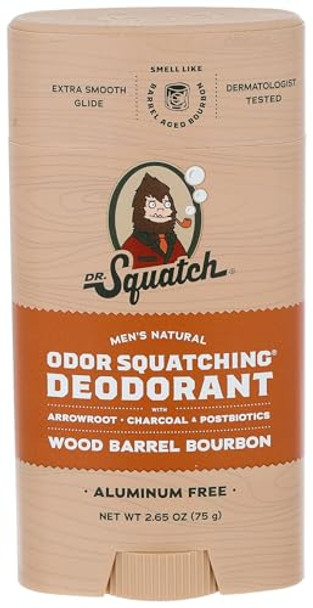 Dr. Squatch Natural Deodorant For Men – Odor-Squatching Men'S Deodorant Aluminum - Wood Barrel Bourbon (2.65 Oz)