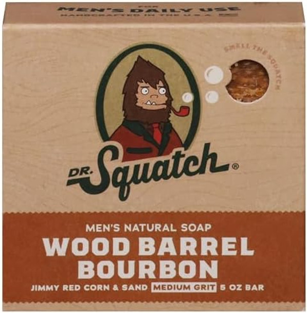 Dr. Squatch All Natural Bar Soap For Men With Medium Grit Wood Barrel Bourbon 5 Ounce (Pack Of 1)