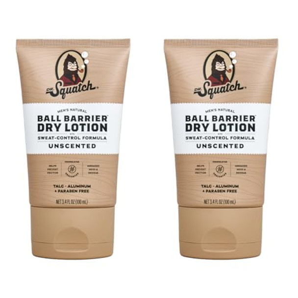 Dr. Squatch Ball Barrier Dry Lotion No Mess Body Powder Lotion For Men Made With Natural Ingredients - 2-Pack Unscented Dr. Squatch Ball Barrier Dry Lotion No Mess Body Powder Lotion For Men Made With Natural Ingredients - 2-Pack Unscented