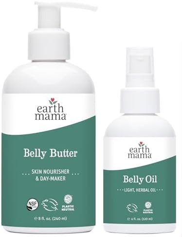 Earth Mama Belly Butter & Belly Oil Bundle For Dry Stretching Skin Moisturize + Encourage Skin'S Natural Elasticity During Pregnancy & Beyond 8-Fluid Ounce & 4-Fluid Ounce